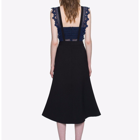 Self-Portrait Angelique Frilled Split Front Sculptured Midi Dress Women's Size 0 - Picture 7 of 10